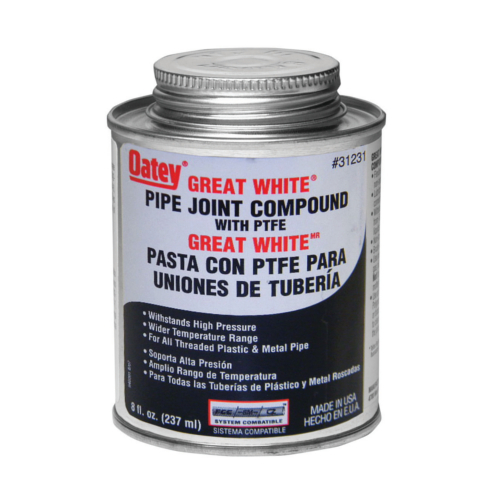 Oatey 31231, Great White 8 Fl.oz. Pipe Joint Compound With Ptfe
