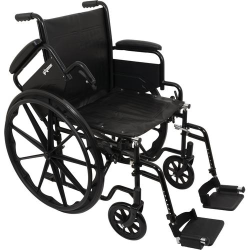 ProBasics Standard Wheelchair - Flip Back Desk Arms - 250 Pound Weight Capacity - Black - Swing-Away Footrest - 18" x 16" Seat
