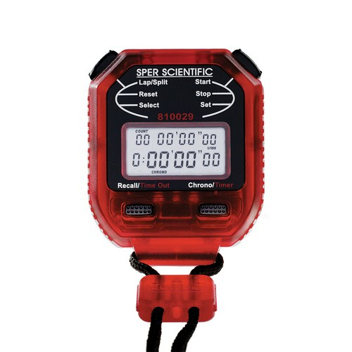 Sper Scientific 810029rc, 8 Memory Red Stopwatch With Certification