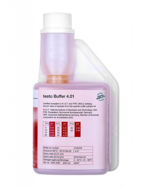 Testo 0554 2061, 4.01 Ph Buffer Solution In Dosing Bottle
