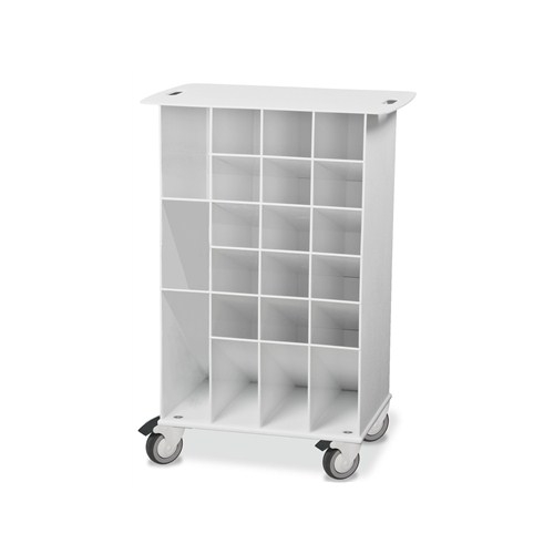 Trippnt 50741, 22" X 33" X 15" White Abs Pipette Angled Bin Cart
