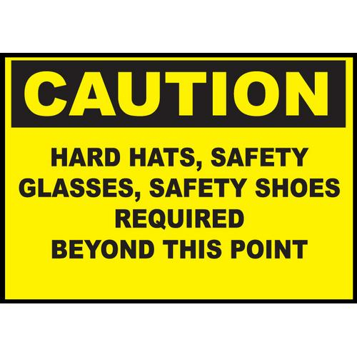 Zing Green 10125, Safety Sign, "caution Hard Hats", Plastic
