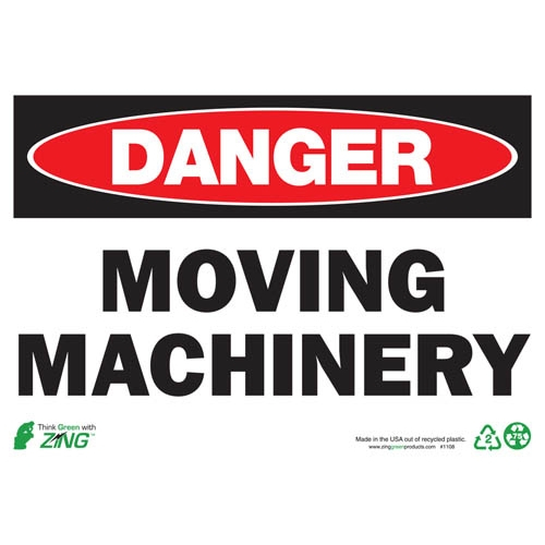 Zing Green 1108a, Eco "danger Moving Machinery" Safety Sign