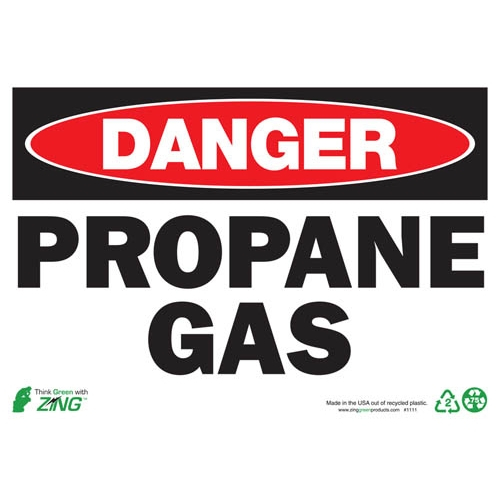 Zing Green 1111a, Eco "danger Propane Gas" Safety Sign