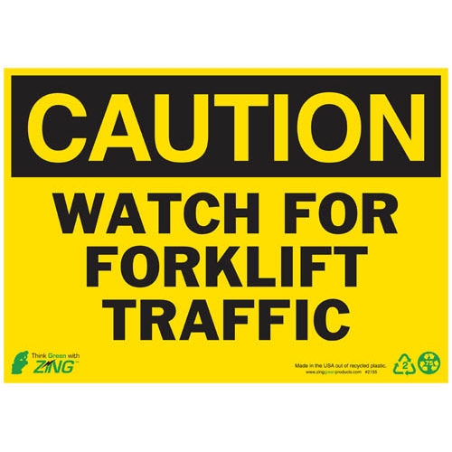Zing Green 1155a, Eco Sign "caution Watch For Forklift ..."