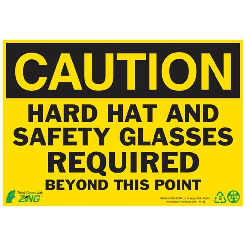 Zing Green 1156a, Eco Safety Sign "caution Hard Hat And ..."