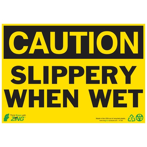 Zing Green 1158a, Eco "caution Slippery When Wet" Safety Sign