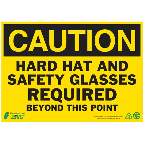 Zing Green 2156, Eco Safety Sign "caution Hard Hat And ..."